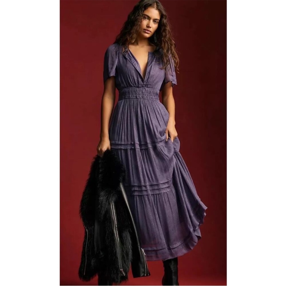 Anthropologie Somerset Purple Maxi Dress